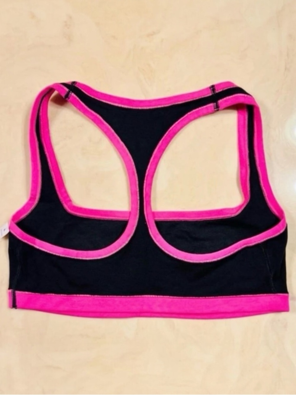 PINK VICTORIA’S SECRET Cotton Dorm Racerback Black Pink Bling VIRAL Bralette XL - Picture 7 of 12